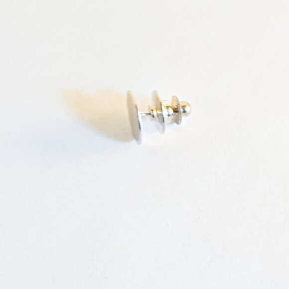 Vintage Silver Tone Round Simple Tie Tack Lapel Pin - Picture 2 of 2